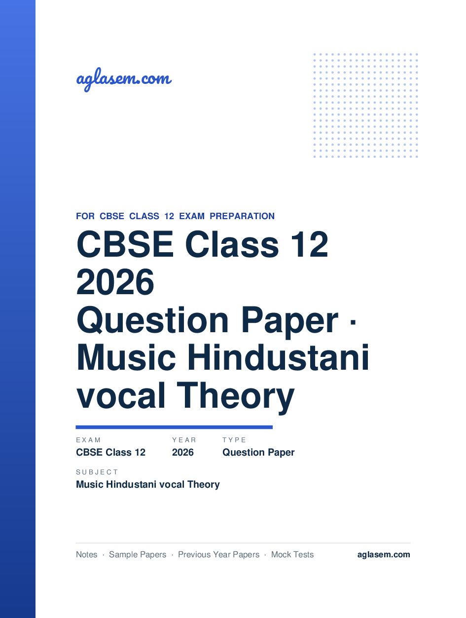 CBSE Class 12 Question Paper 2026 Hindustani Music - Page 1 of 30