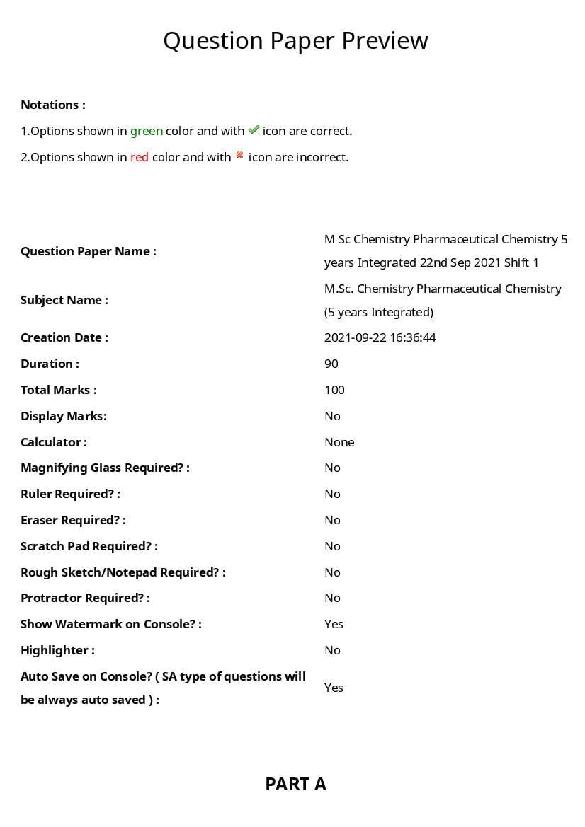 TS CPGET 2021 Question Paper M.Sc Chemistry (5 Years Integrated) - Page 1