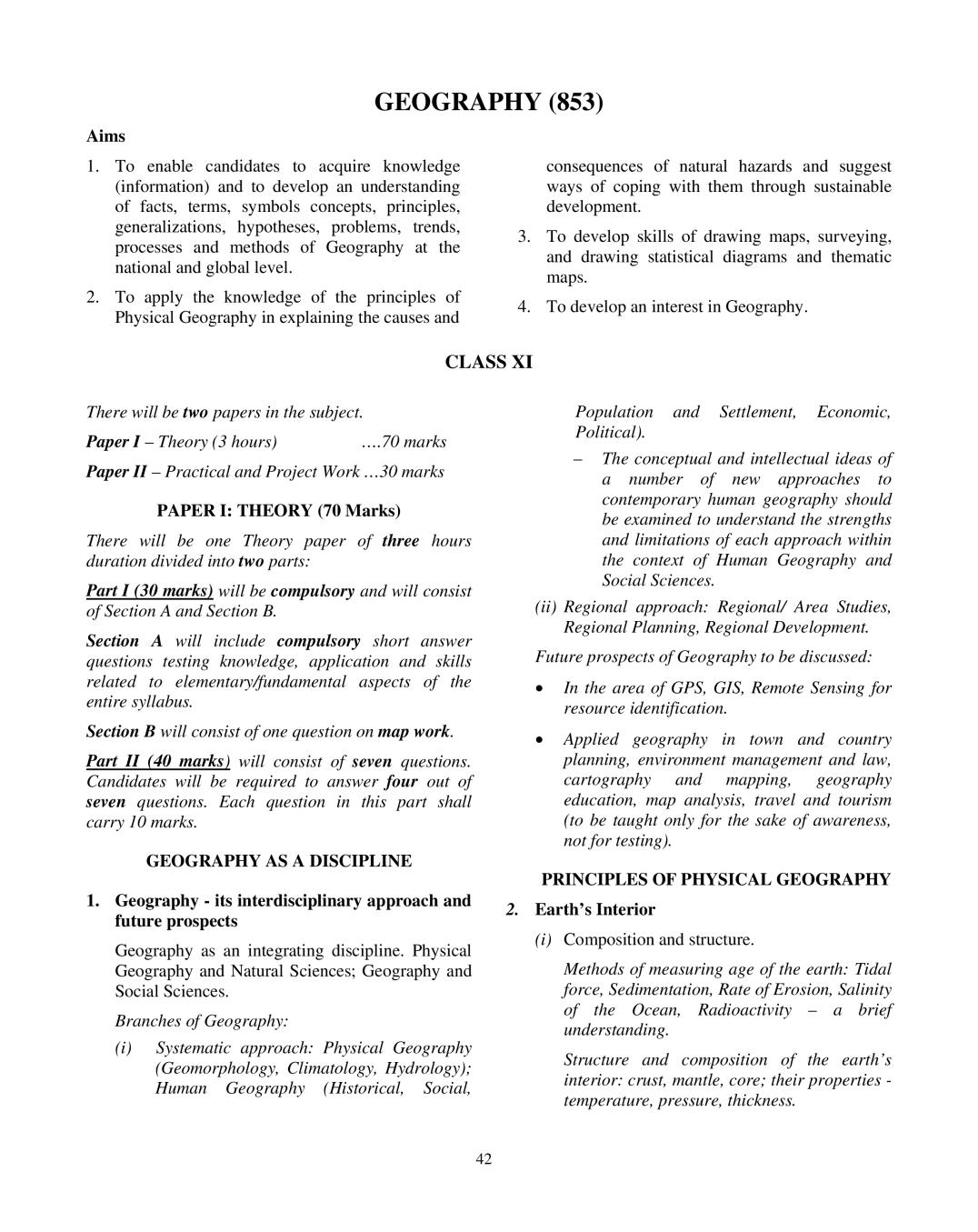 ISC Class 12 Geography Syllabus 2020 - Page 1