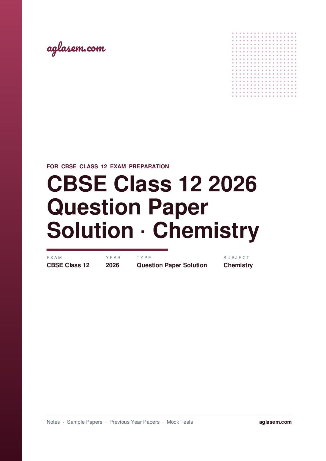 CBSE Class 12 Question Paper 2026 Solution Chemistry - Page 1 of 9
