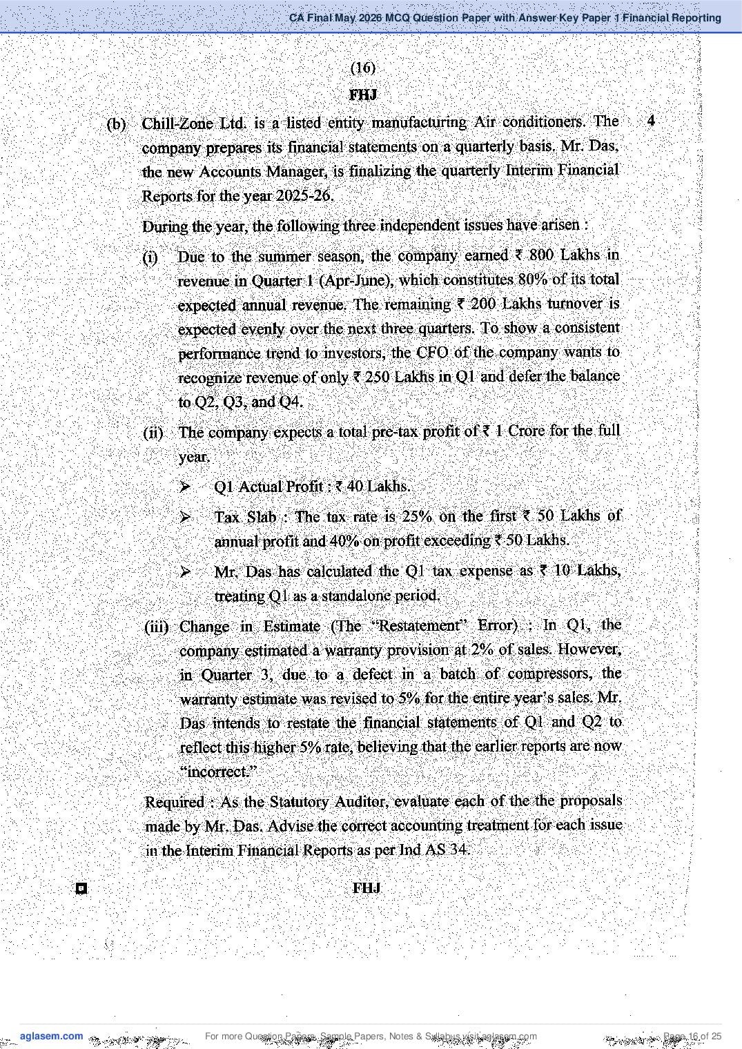 CA Final 2026 MCQ Papers, Answer Key and Suggested Answers PDF (Jan, May)