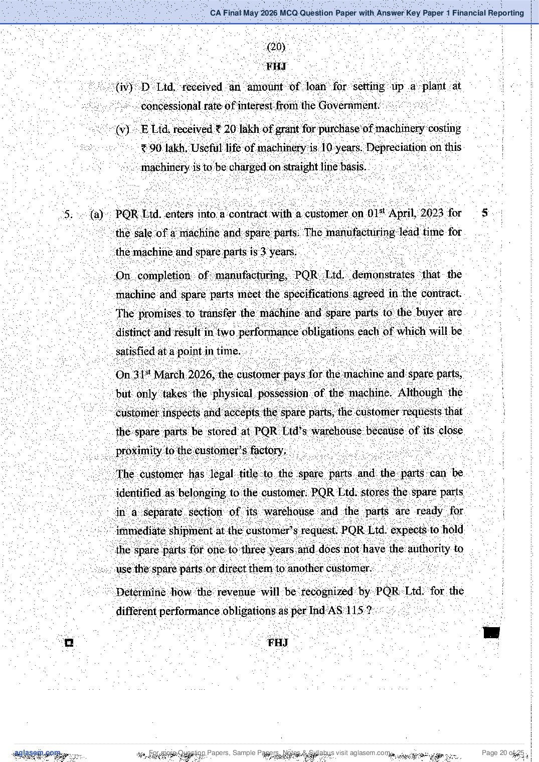 CA Final 2026 MCQ Papers, Answer Key and Suggested Answers PDF (Jan, May)