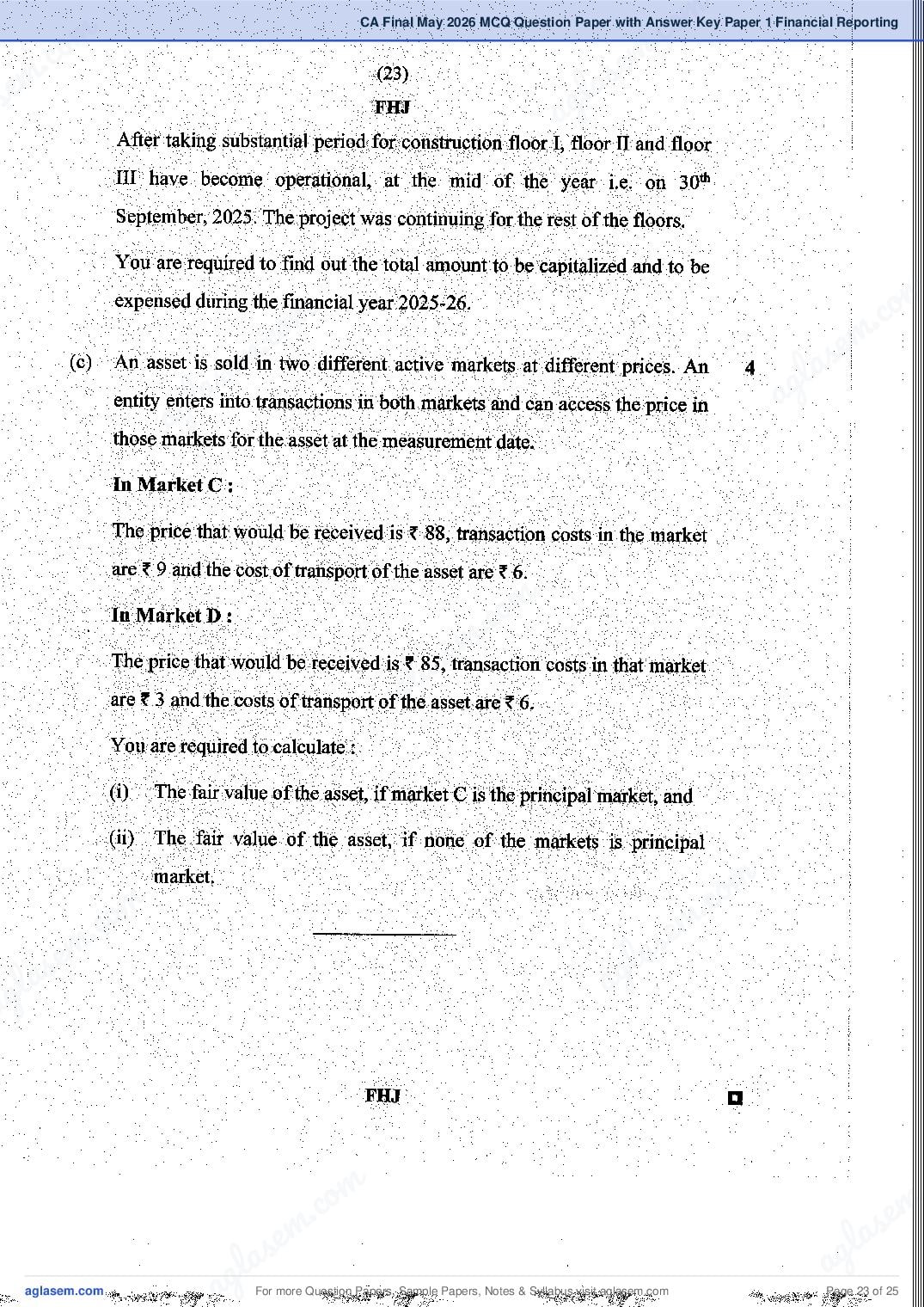 CA Final 2026 MCQ Papers, Answer Key and Suggested Answers PDF (Jan, May)