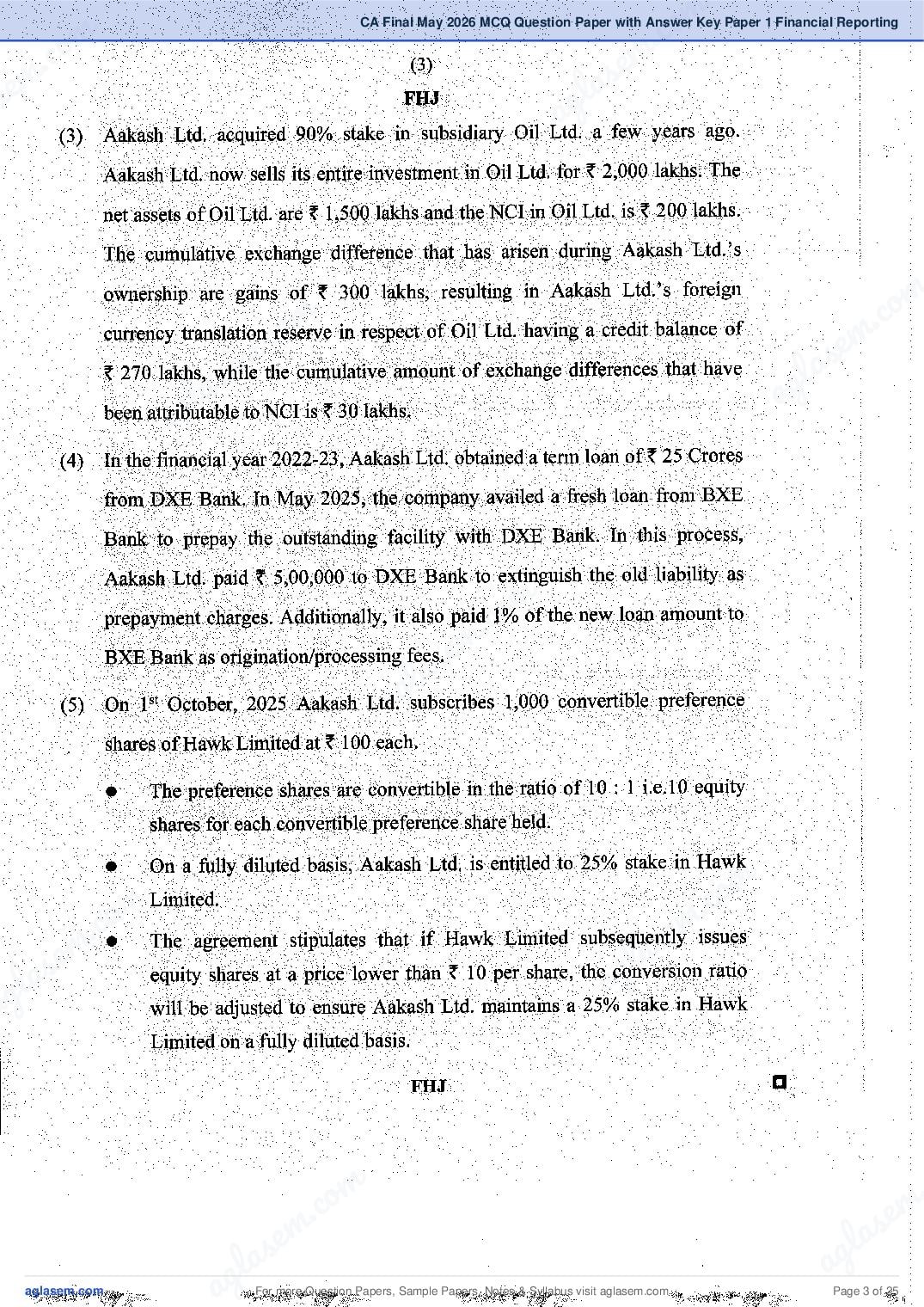 CA Final 2026 MCQ Papers, Answer Key and Suggested Answers PDF (Jan, May)