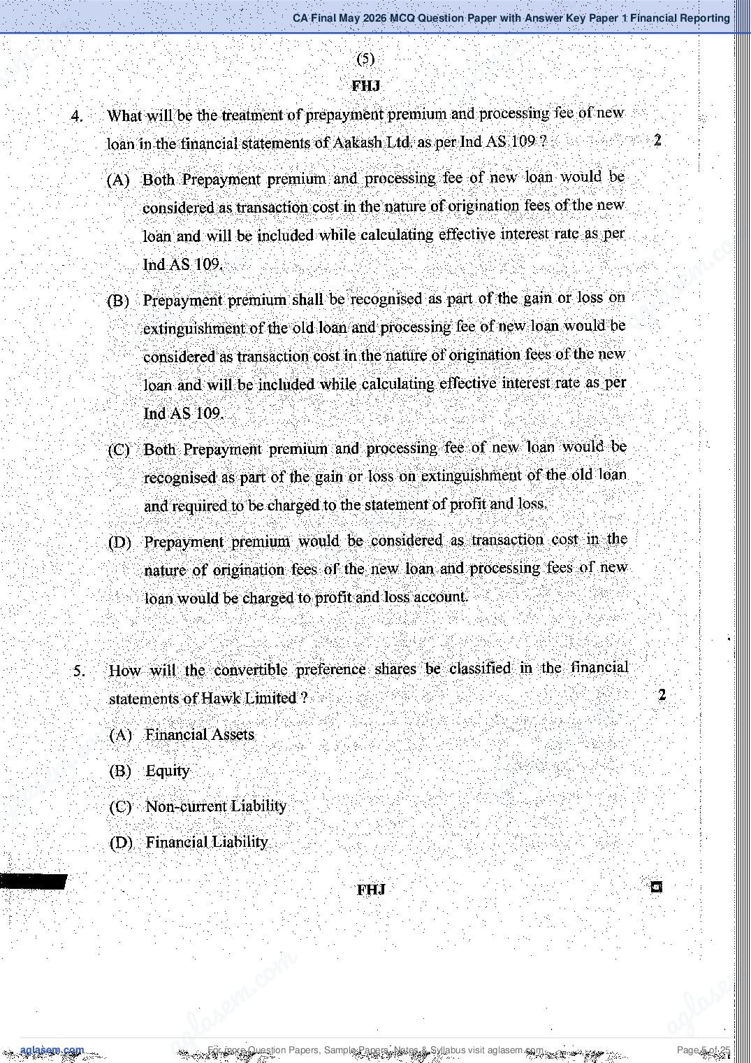 CA Final 2026 MCQ Papers, Answer Key and Suggested Answers PDF (Jan, May)