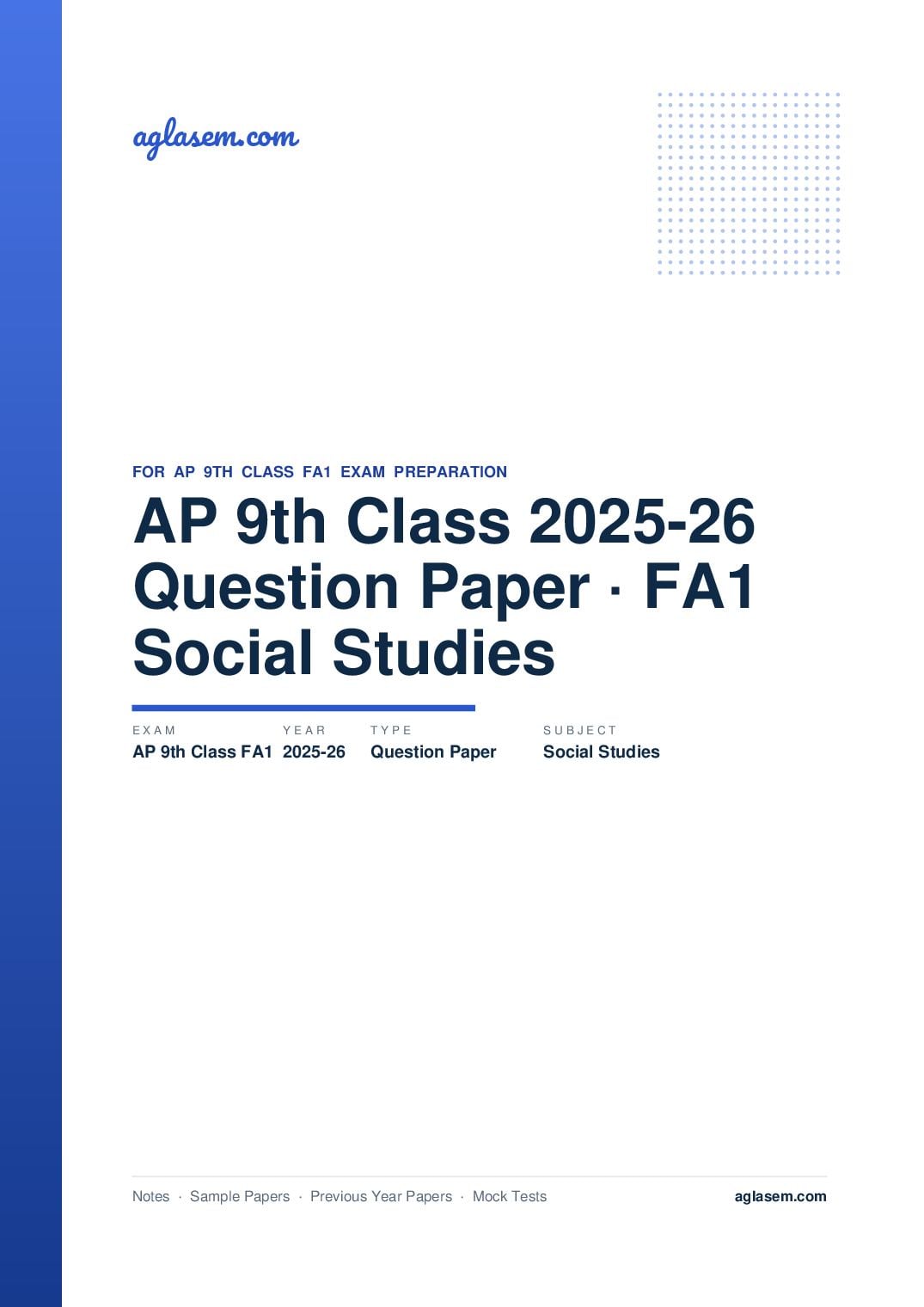 AP 9th Class Question Paper 2025-26 FA1 Social Studies - Page 1 of 8