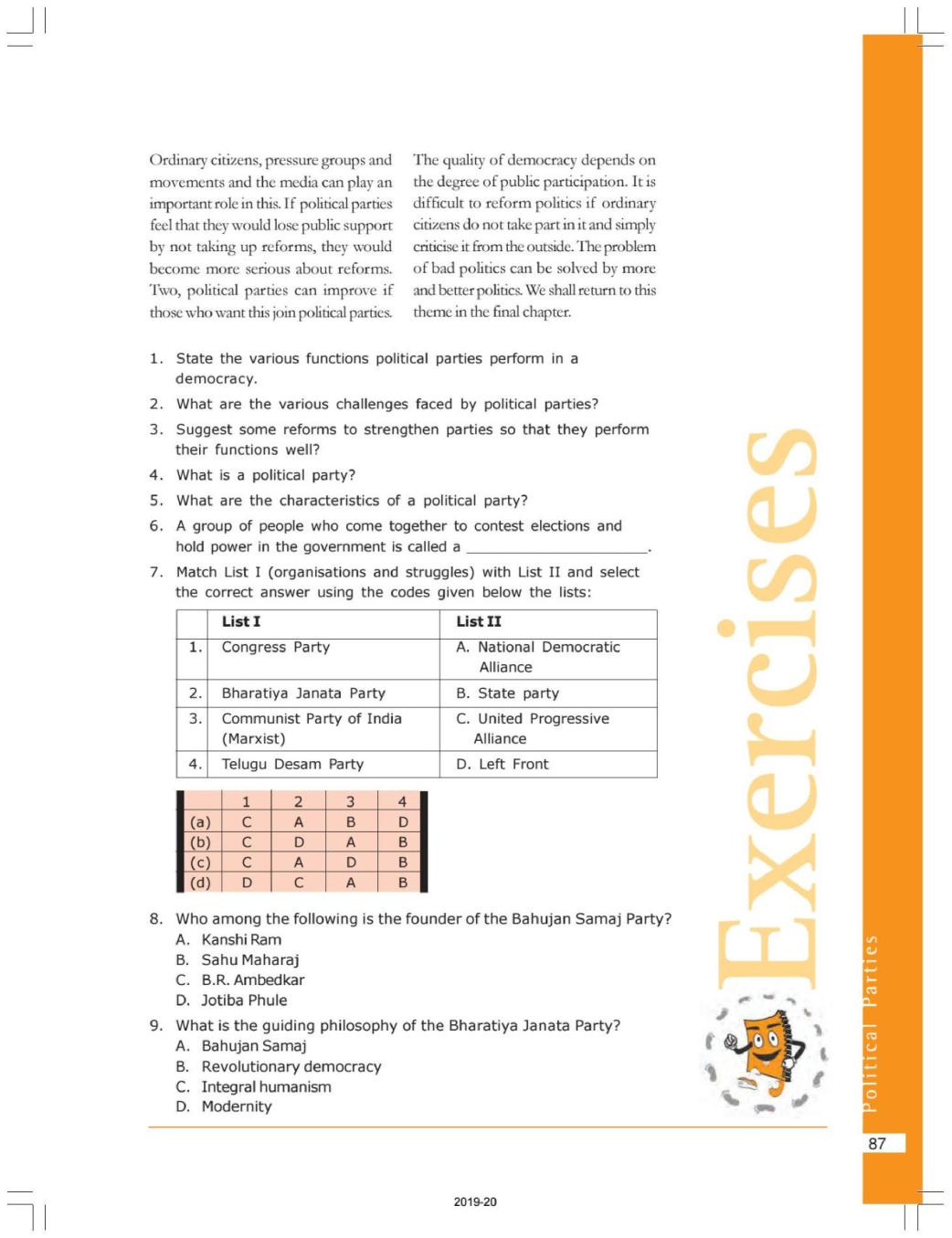 NCERT Book Class 10 Social Science (Civics) Chapter 6 Political Parties