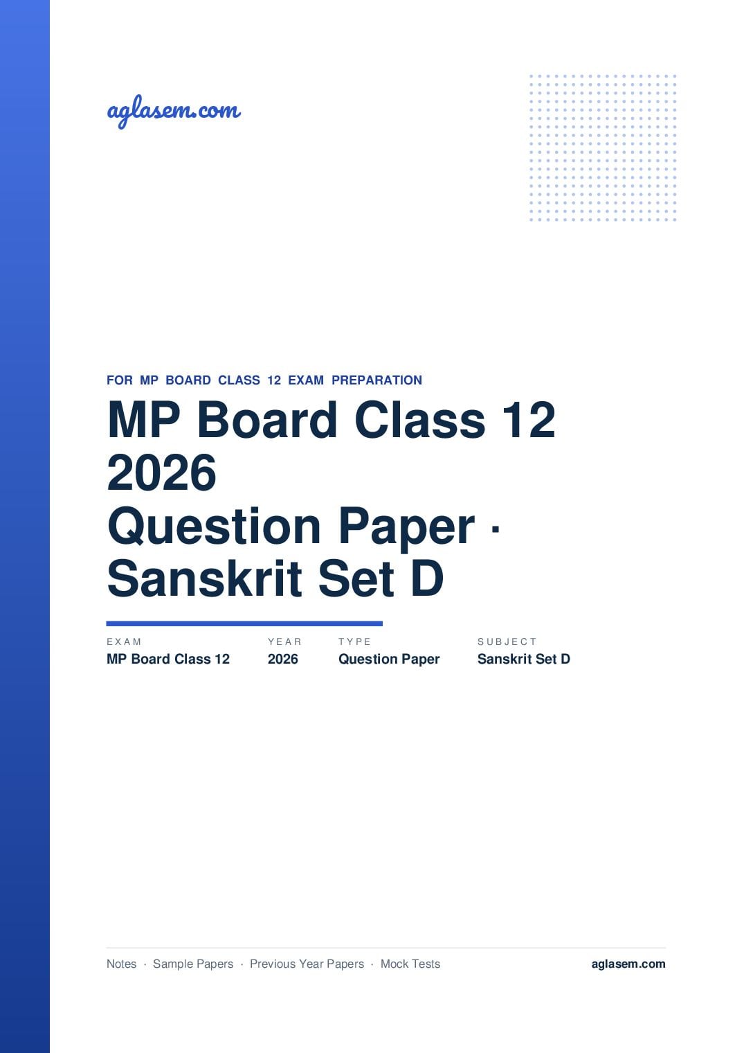 MP Board Class 12 Question Paper 2026 Sanskrit - Page 1 of 9