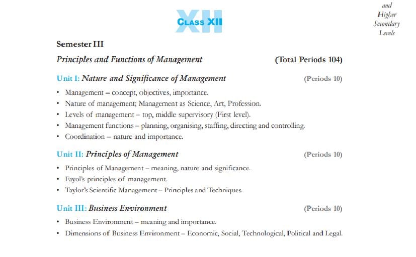 NCERT Class 12 Syllabus for Business Studies - Page 1
