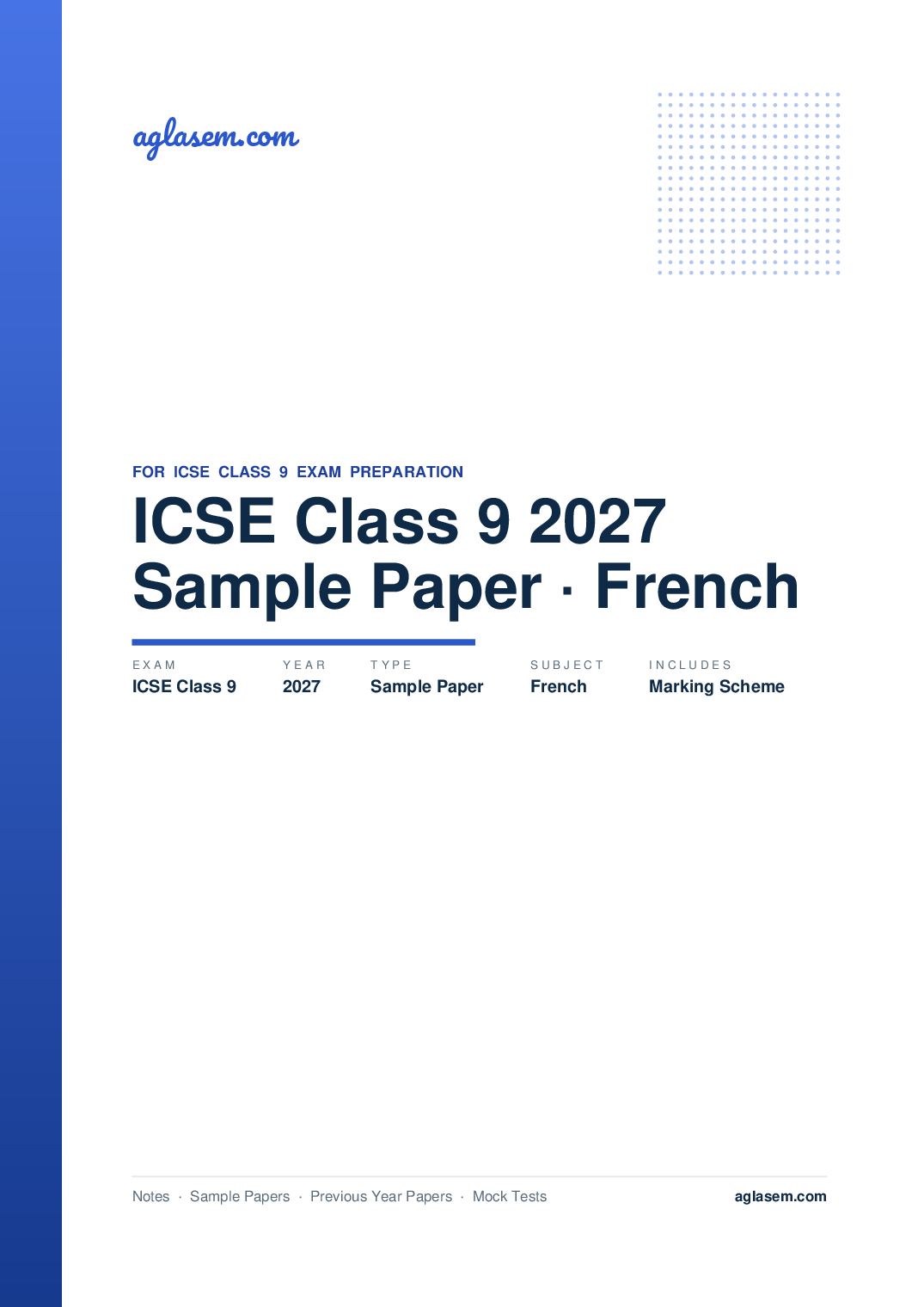 ICSE Class 9 Sample Paper 2027 French - Page 1 of 17