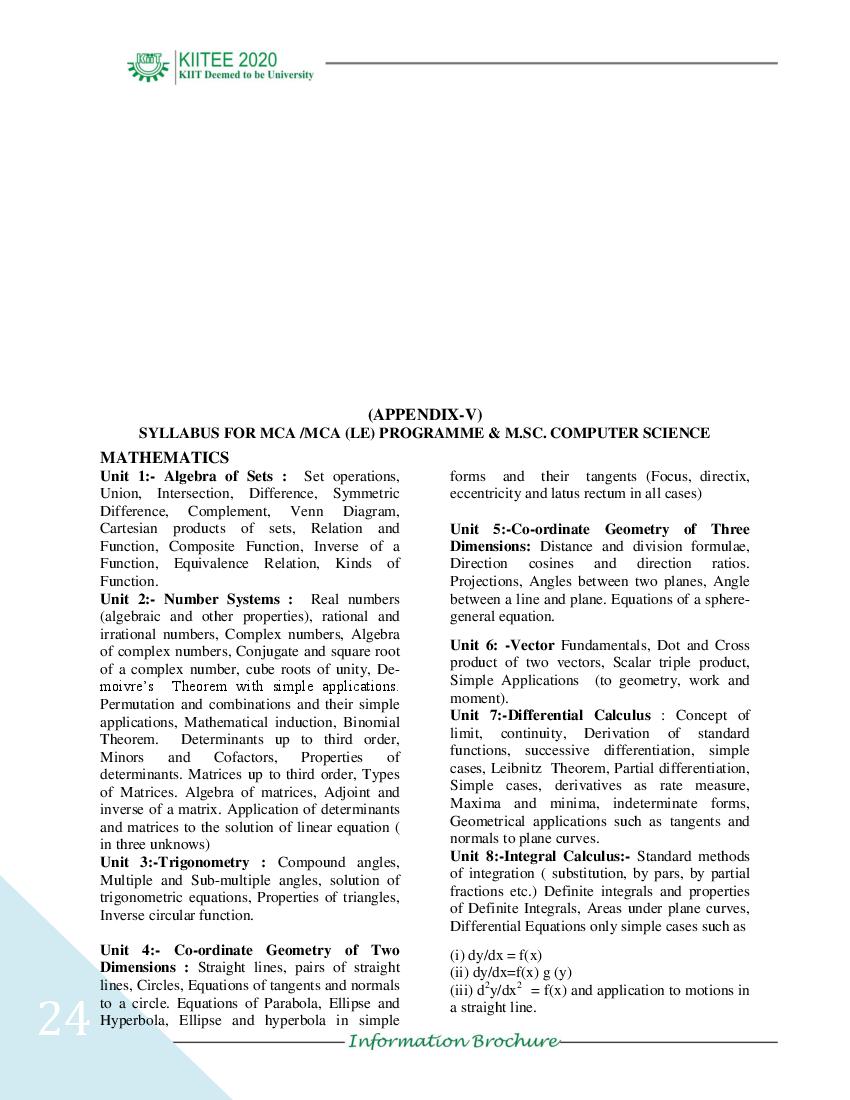 KIITEE 2022 Syllabus for MCA, LE MCA, M.Sc CSE - Page 1