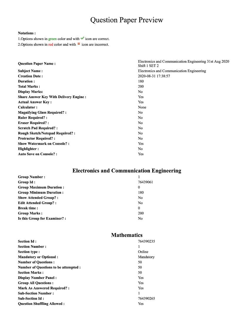 TS ECET 2020 Question Paper Electronics and Communication Engineering with Answer Key - Page 1