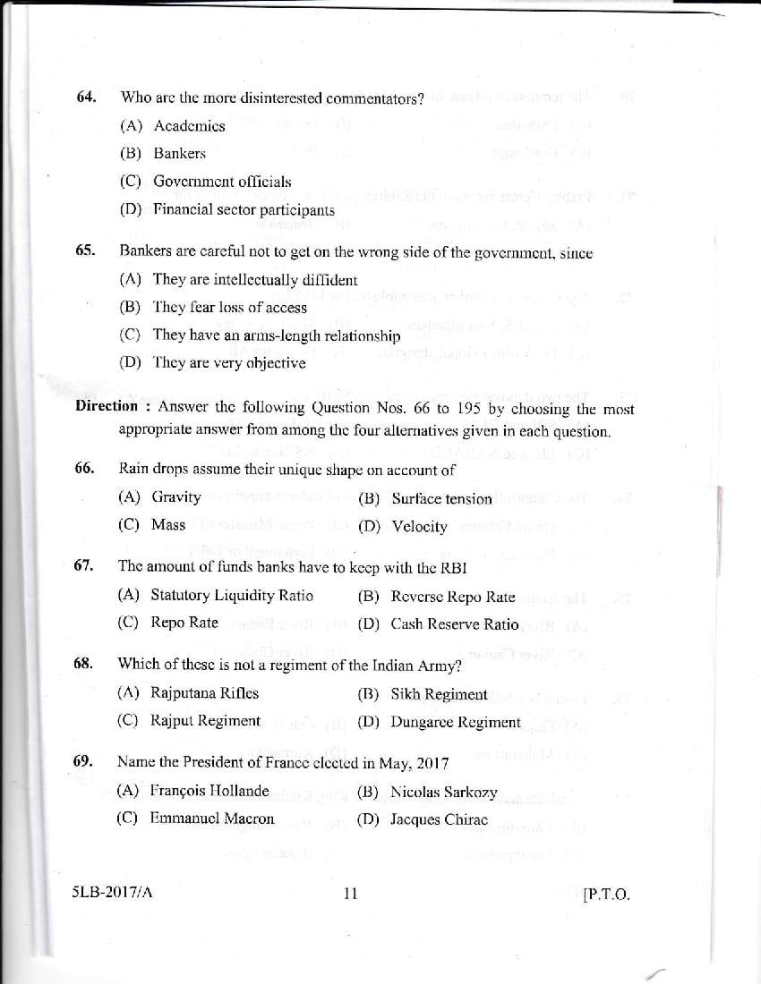 Kerala LLB 5 Year 2017 Question Paper PDF