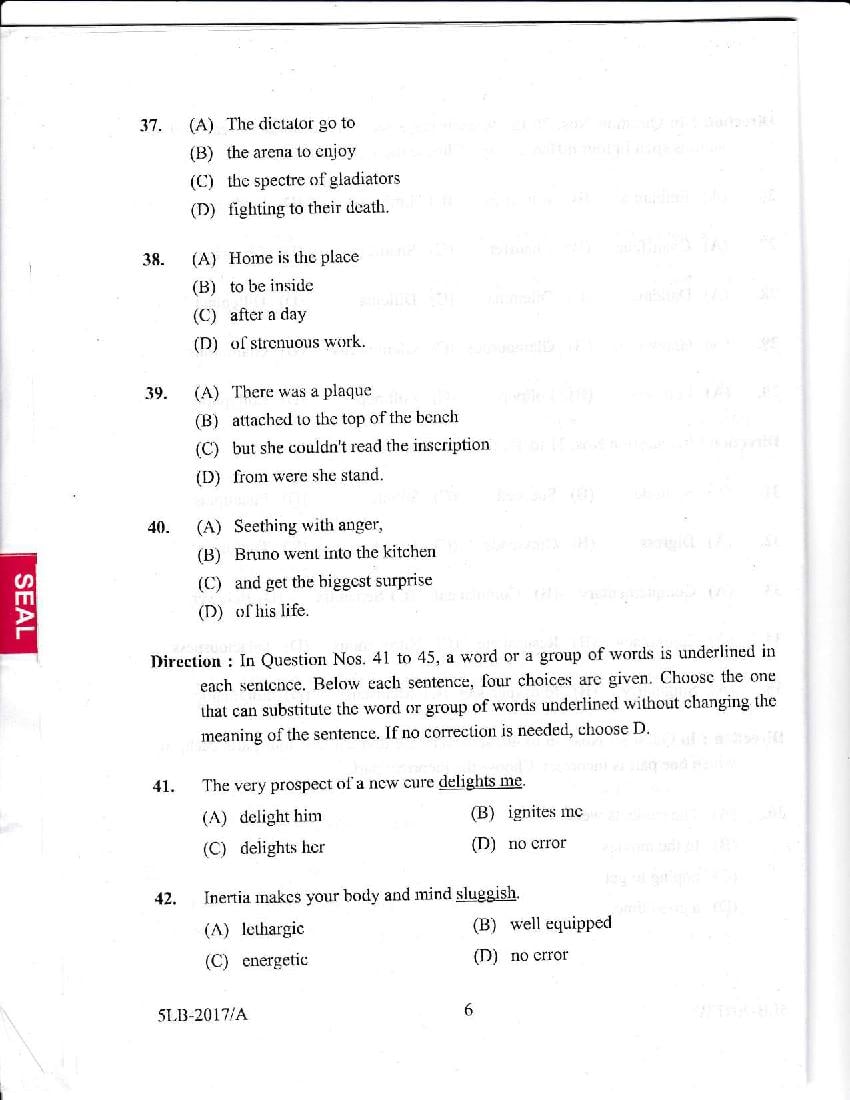 Kerala LLB 5 Year 2017 Question Paper PDF