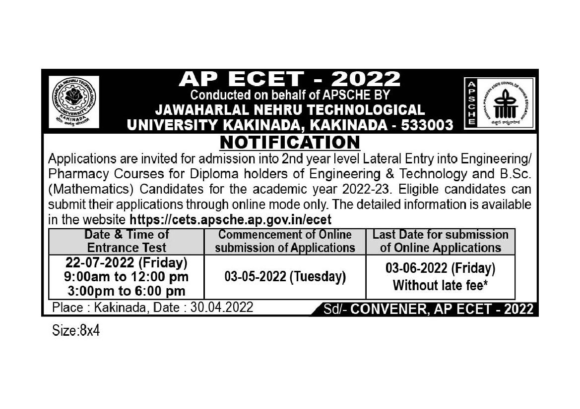 AP ECET 2022 Notification - Page 1