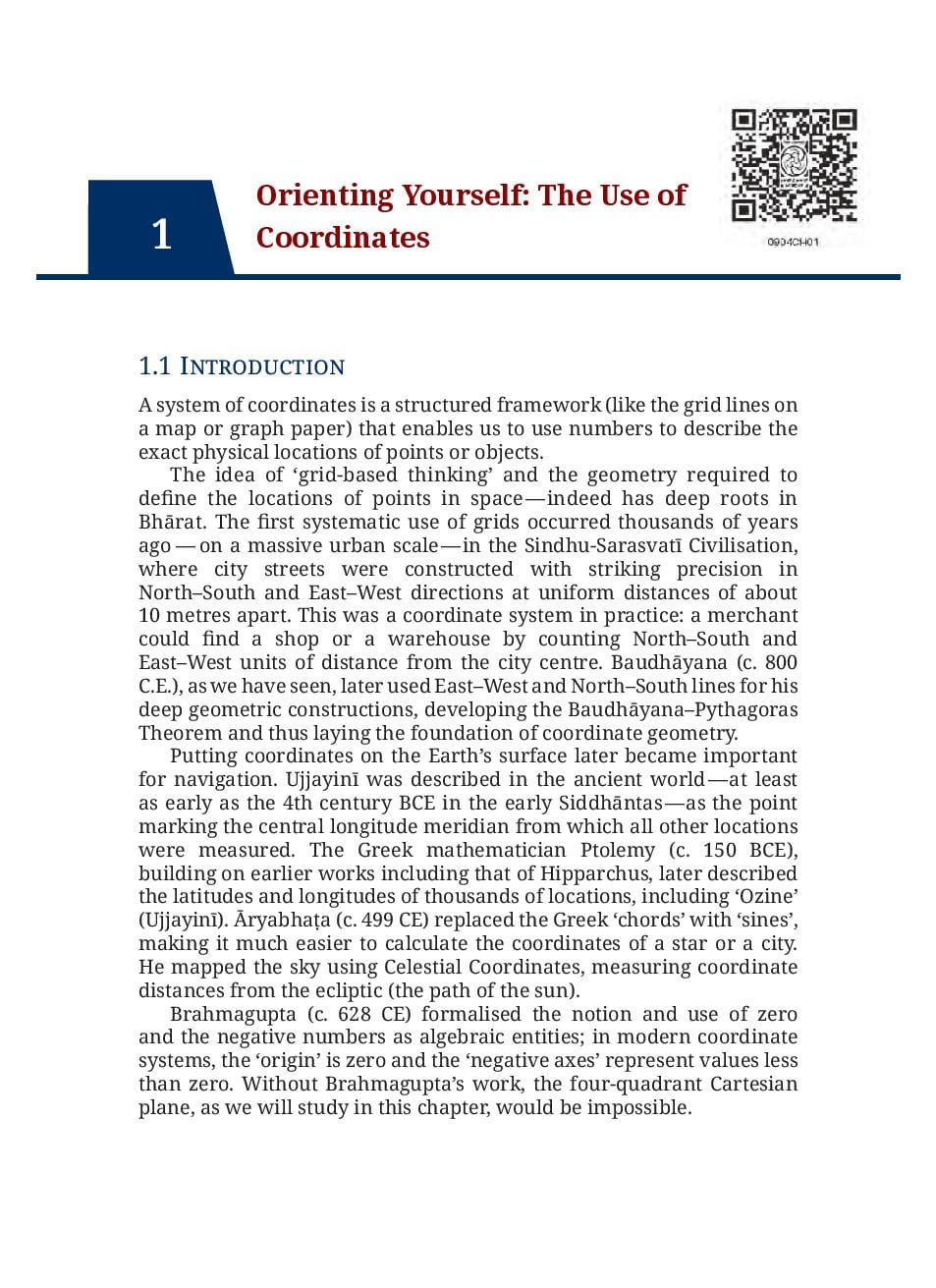 NCERT Book Class 9 Mathematics Chapter 1 Orienting Yourself: The Use of Coordinates - Page 1 of 15