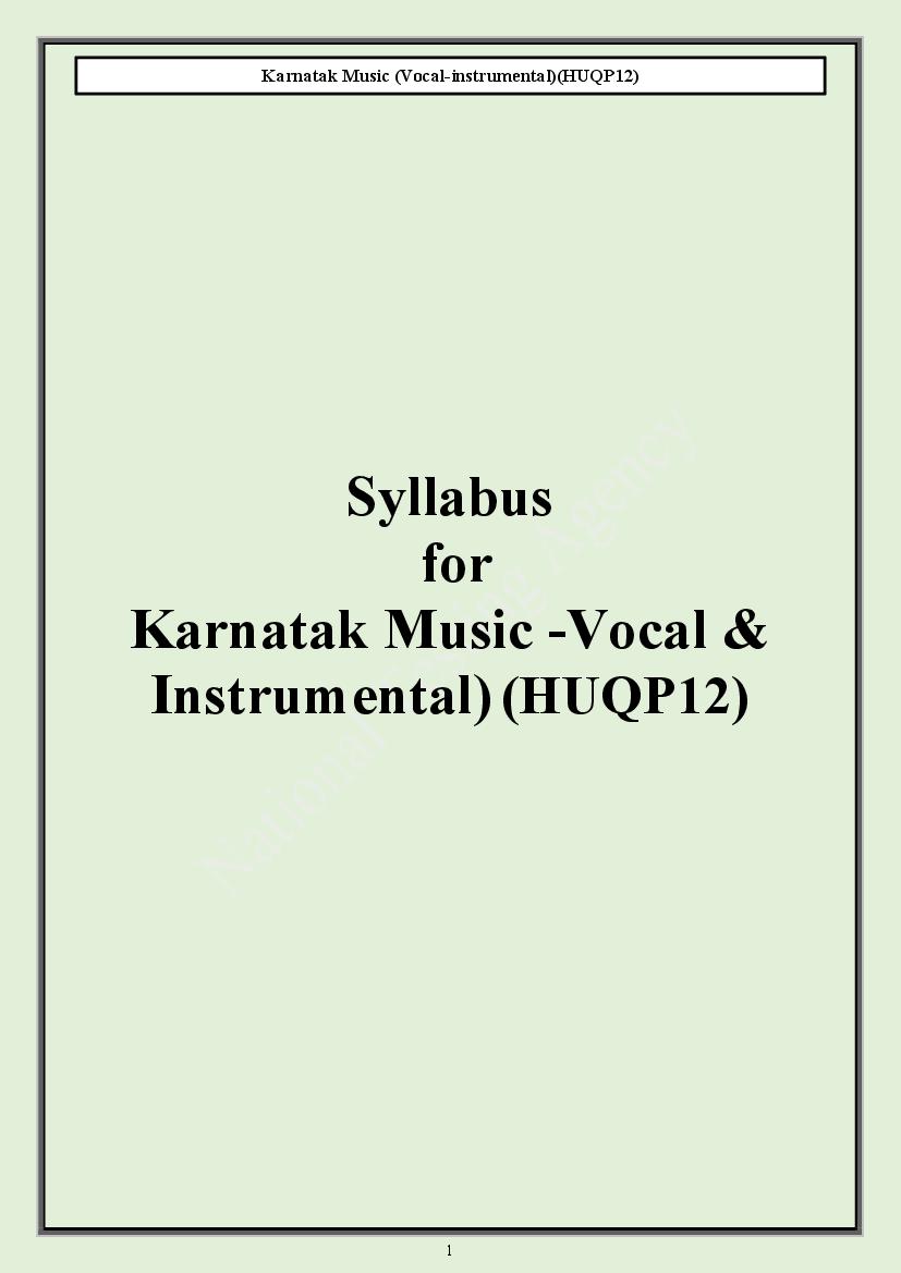 CUET PG 2024 Syllabus Karnatak Music Vocal Instrumental - Page 1