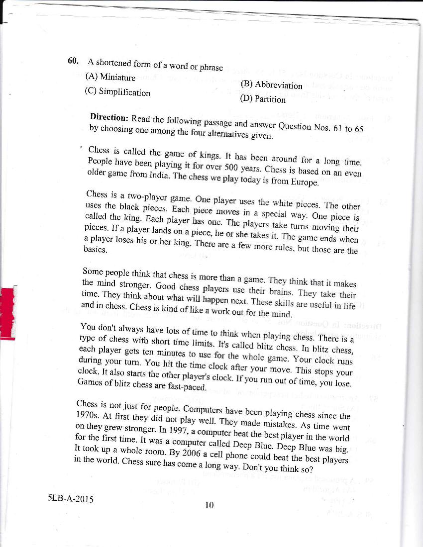 Kerala LLB 5 Year 2015 Question Paper PDF