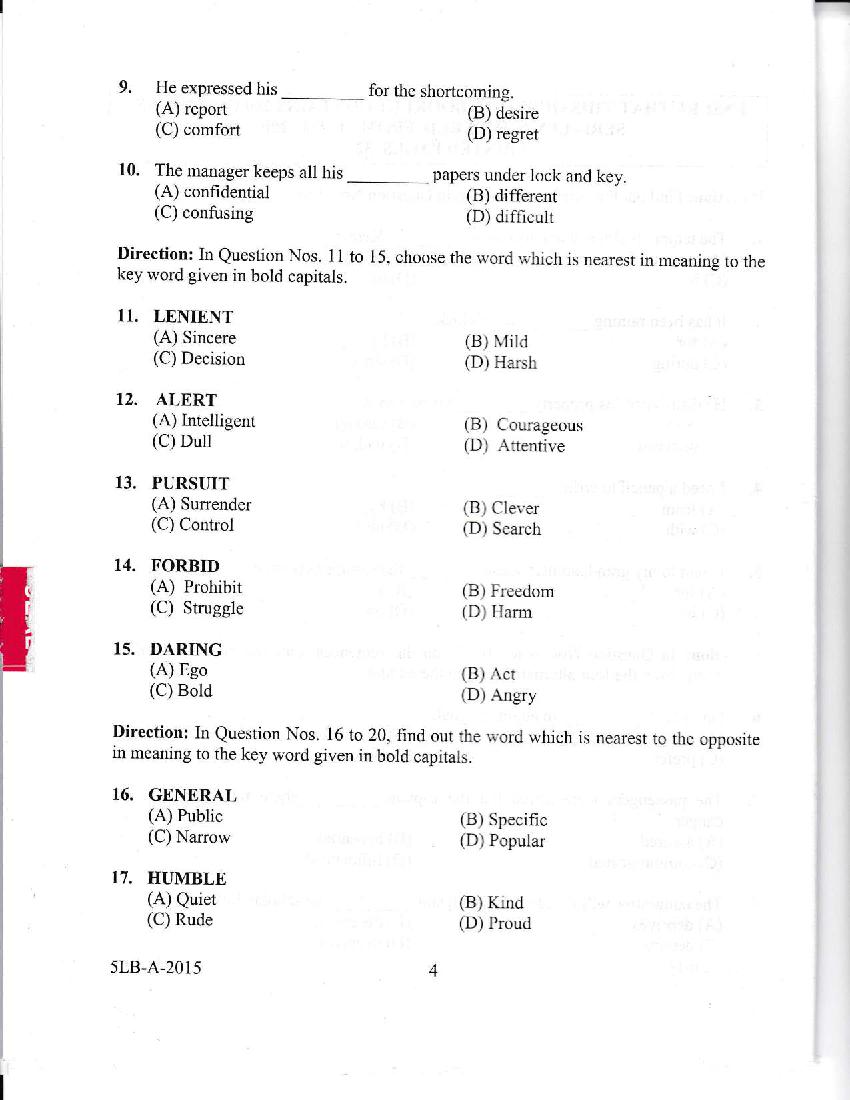 Kerala LLB 5 Year 2015 Question Paper PDF
