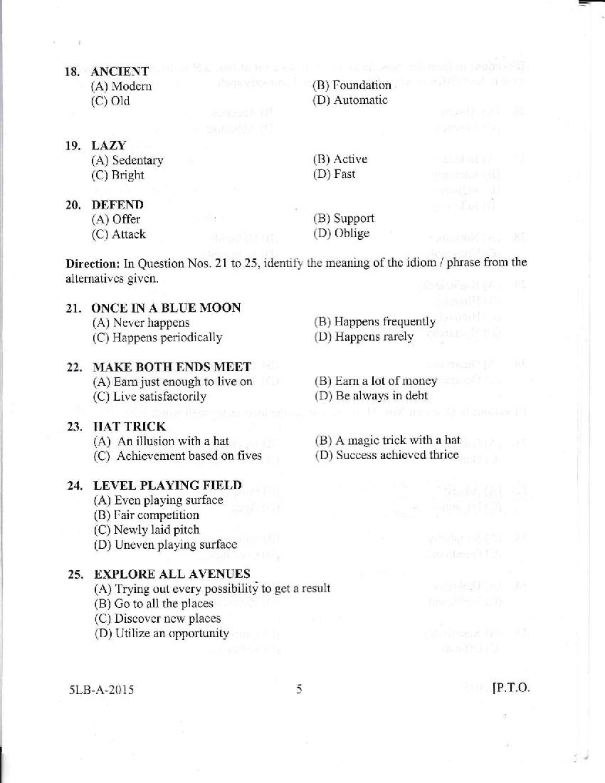 Kerala LLB 5 Year 2015 Question Paper PDF