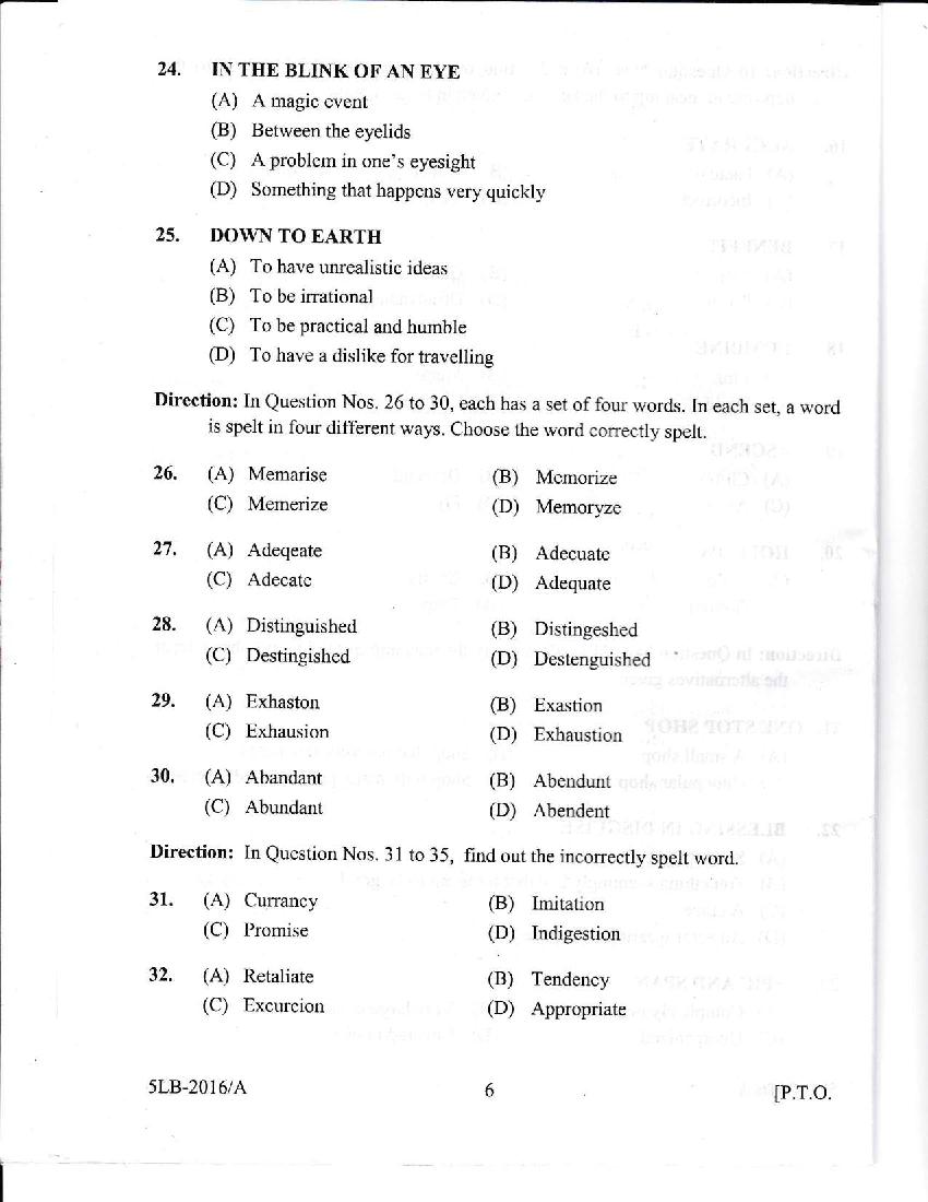 Kerala LLB 5 Year 2016 Question Paper PDF