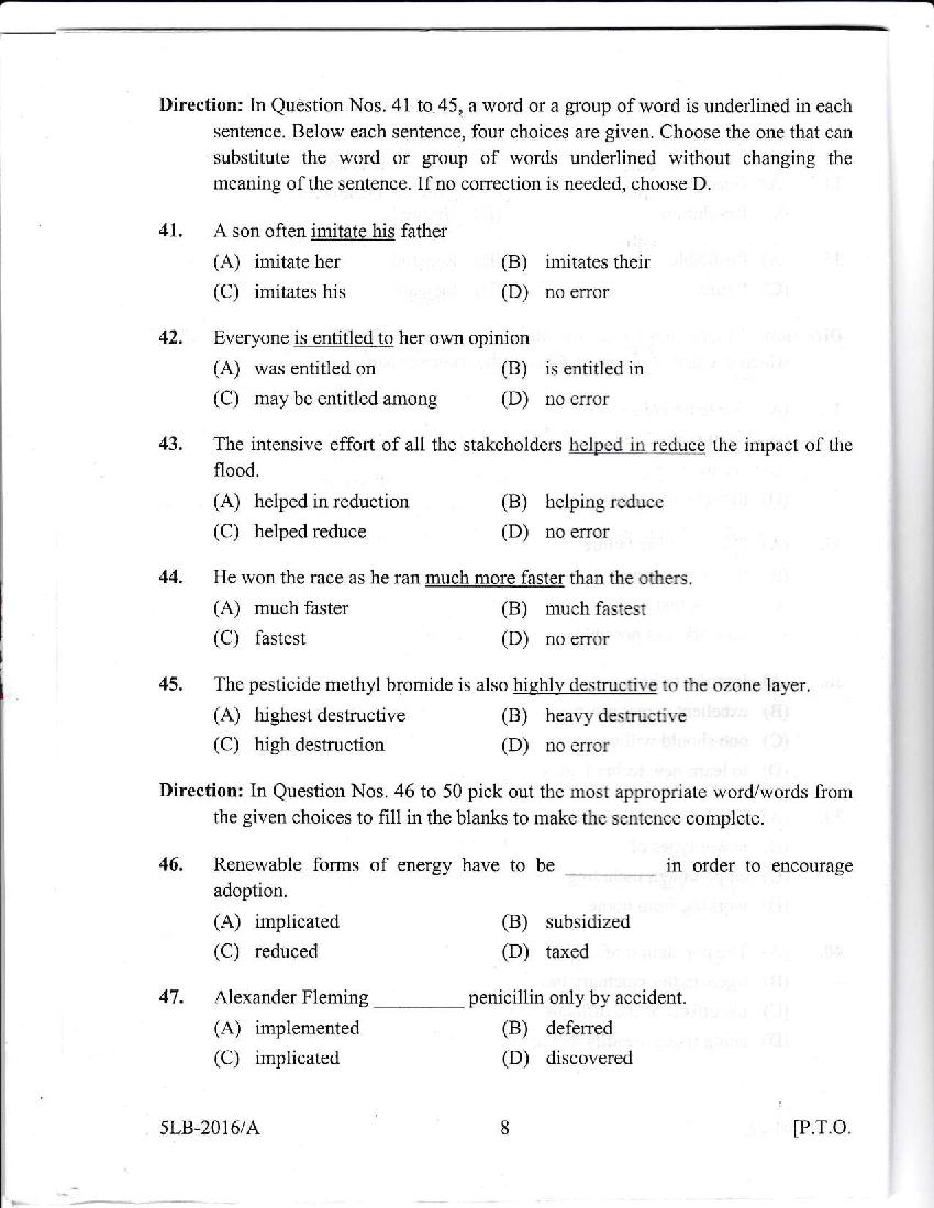 Kerala LLB 5 Year 2016 Question Paper PDF