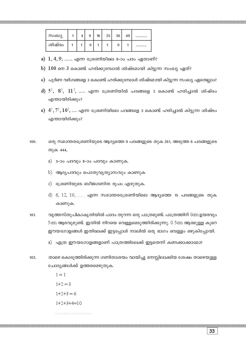 Kerala SSLC Maths (Malayalam Medium) Question Pool (PDF)
