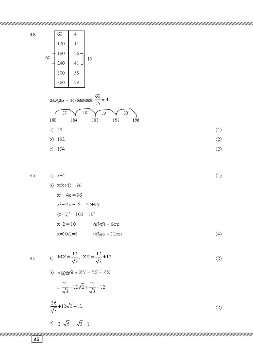 Kerala SSLC Maths (Malayalam Medium) Question Pool (PDF)