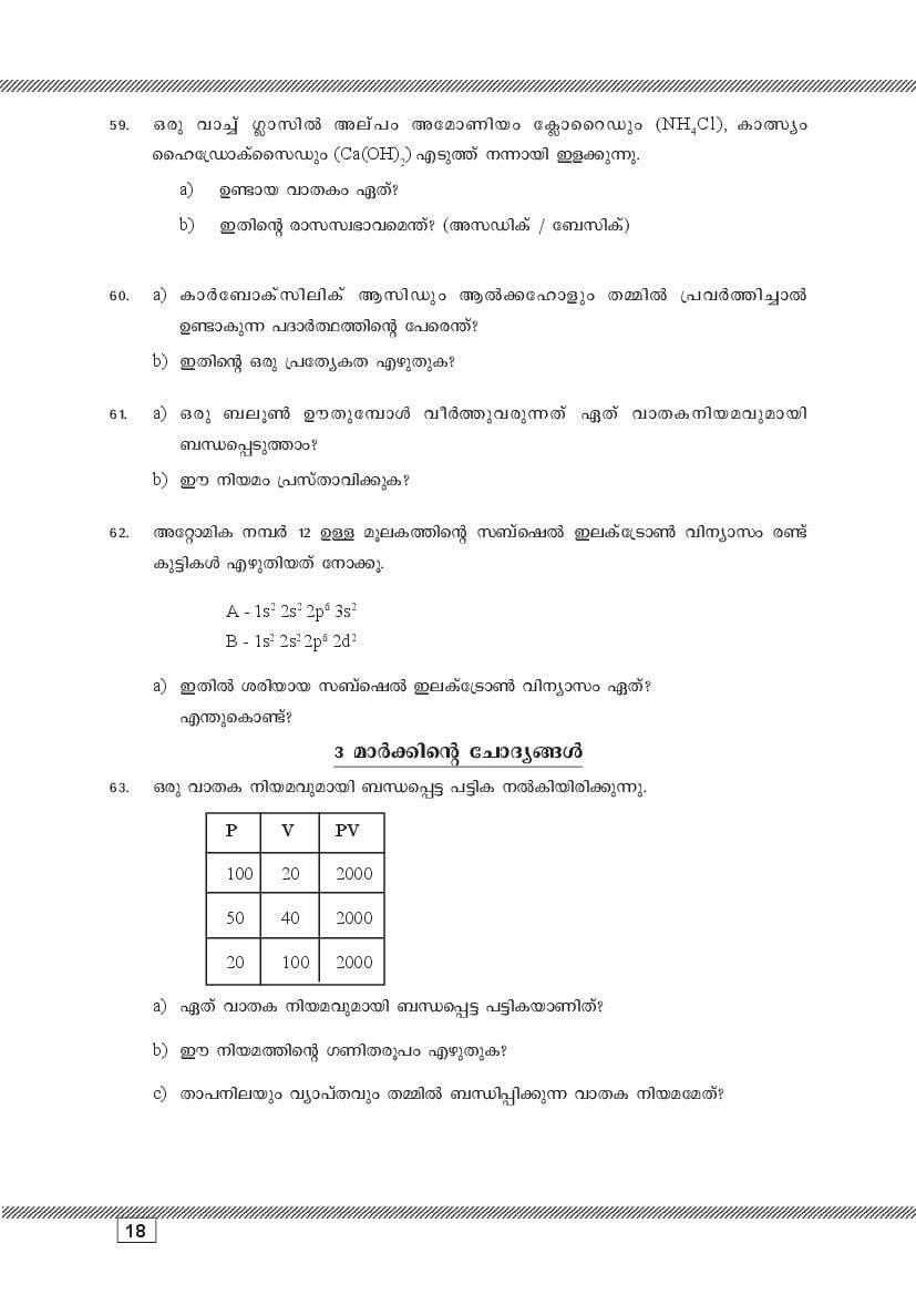 Kerala SSLC Chemistry (Malayalam Medium) Question Pool (PDF)