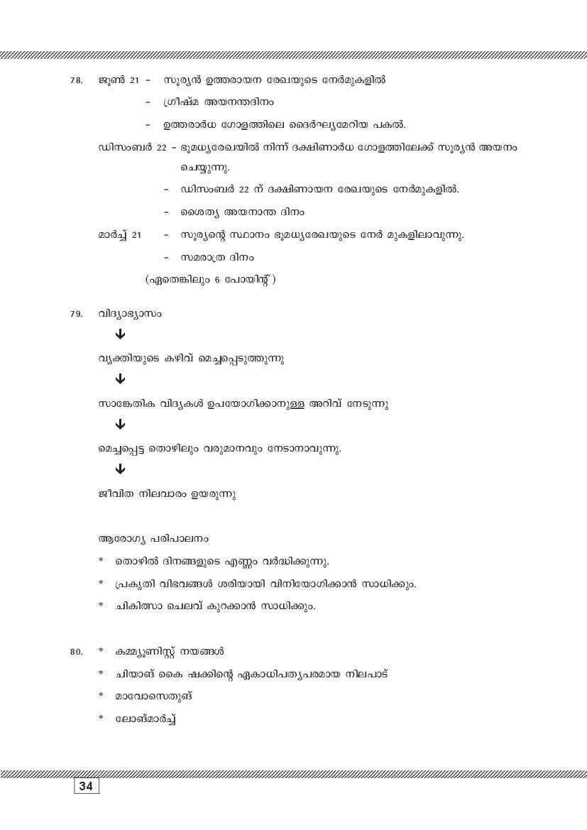 Kerala SSLC Social Science (Malayalam Medium) Question Pool (PDF)