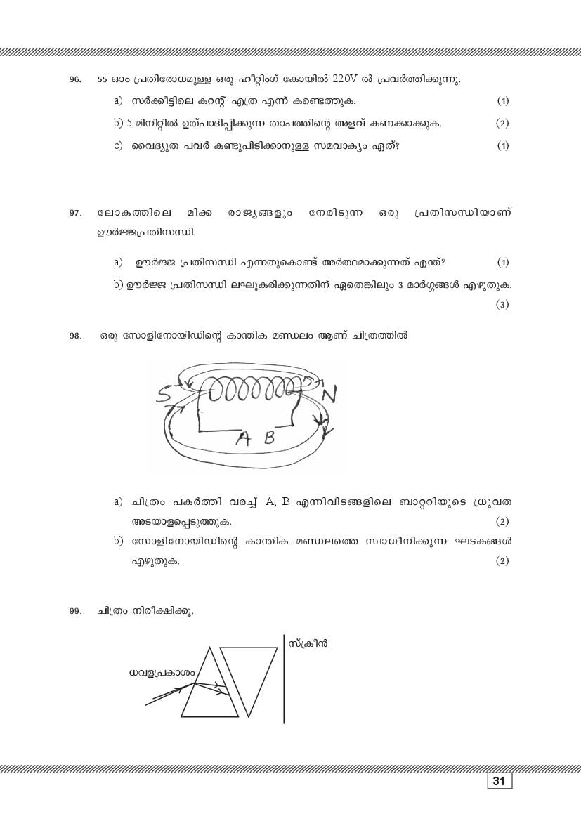 Kerala SSLC Physics (Malayalam Medium) Question Pool (PDF)