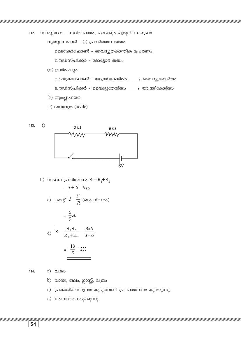 Kerala SSLC Physics (Malayalam Medium) Question Pool (PDF)