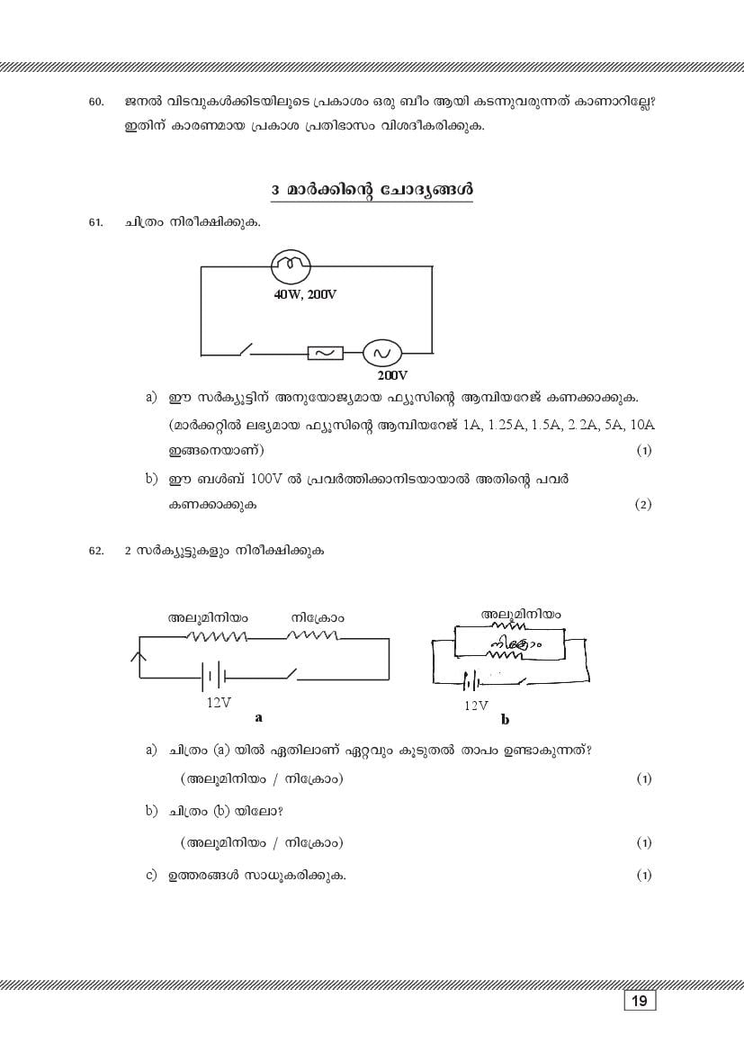 Kerala SSLC Physics (Malayalam Medium) Question Pool (PDF)