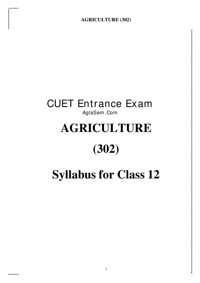CUET 2022 Syllabus Agriculture - Page 1