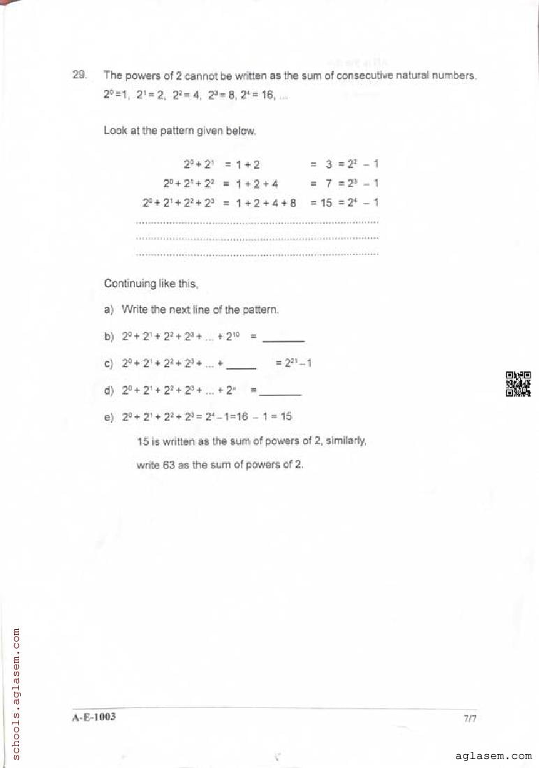 Class 10 Maths Onam Exam Question Paper 2024 | Kerala Std 10 First Term ...