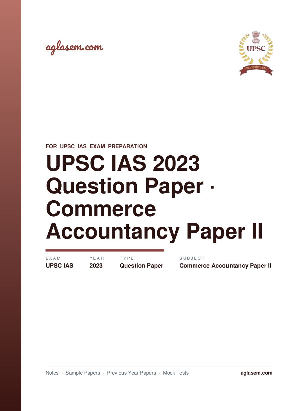 UPSC IAS 2023 Question Paper for Commerce and Accountancy Paper II - Page 1 of 7