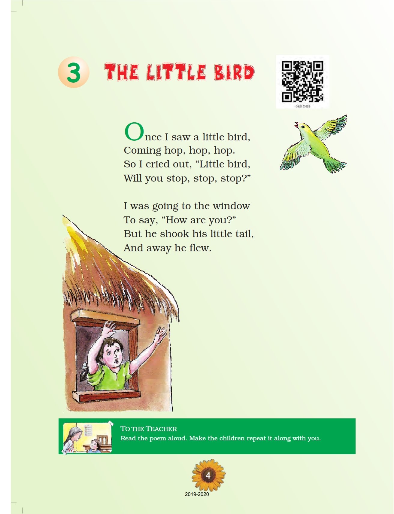NCERT Book Class 1 English (Raindrops) Chapter 3 The Little Bird - Page 1