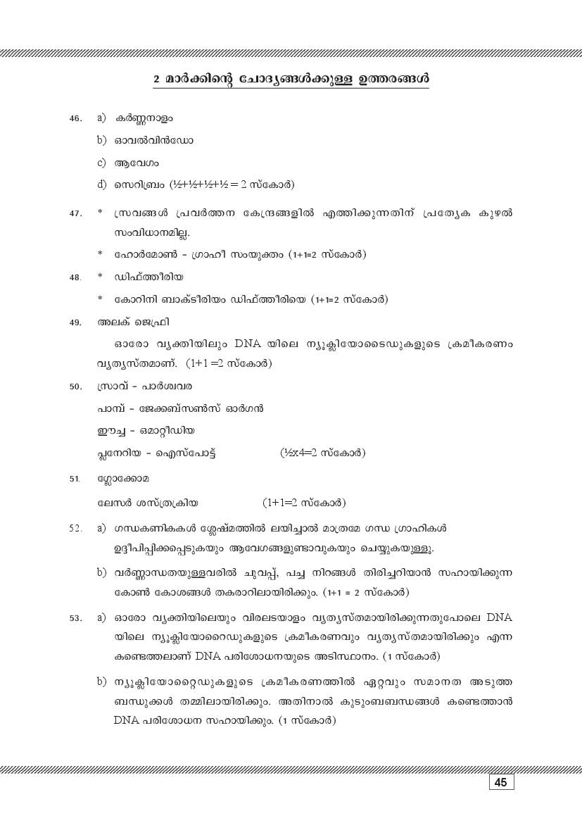 Kerala SSLC Biology (Malayalam Medium) Question Pool (PDF)