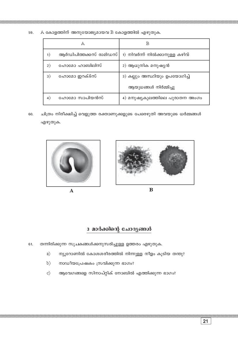 Kerala SSLC Biology (Malayalam Medium) Question Pool (PDF)