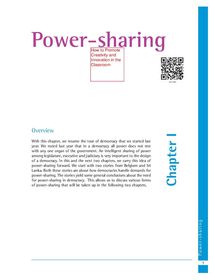 NCERT Book Class 10 Social Science (Civics) Chapter 1 Power-sharing - Page 1