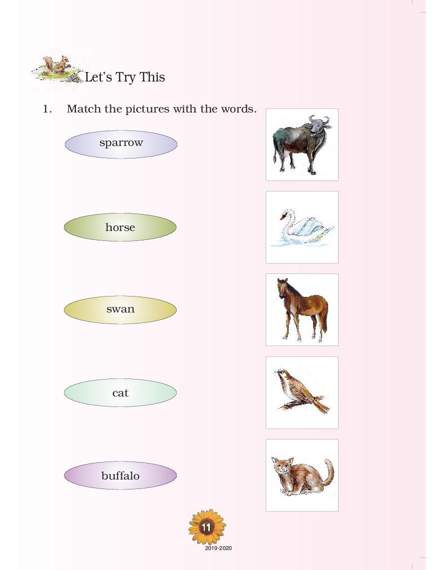 NCERT Book Class 1 English (Raindrops) Chapter 6 Animals and Birds