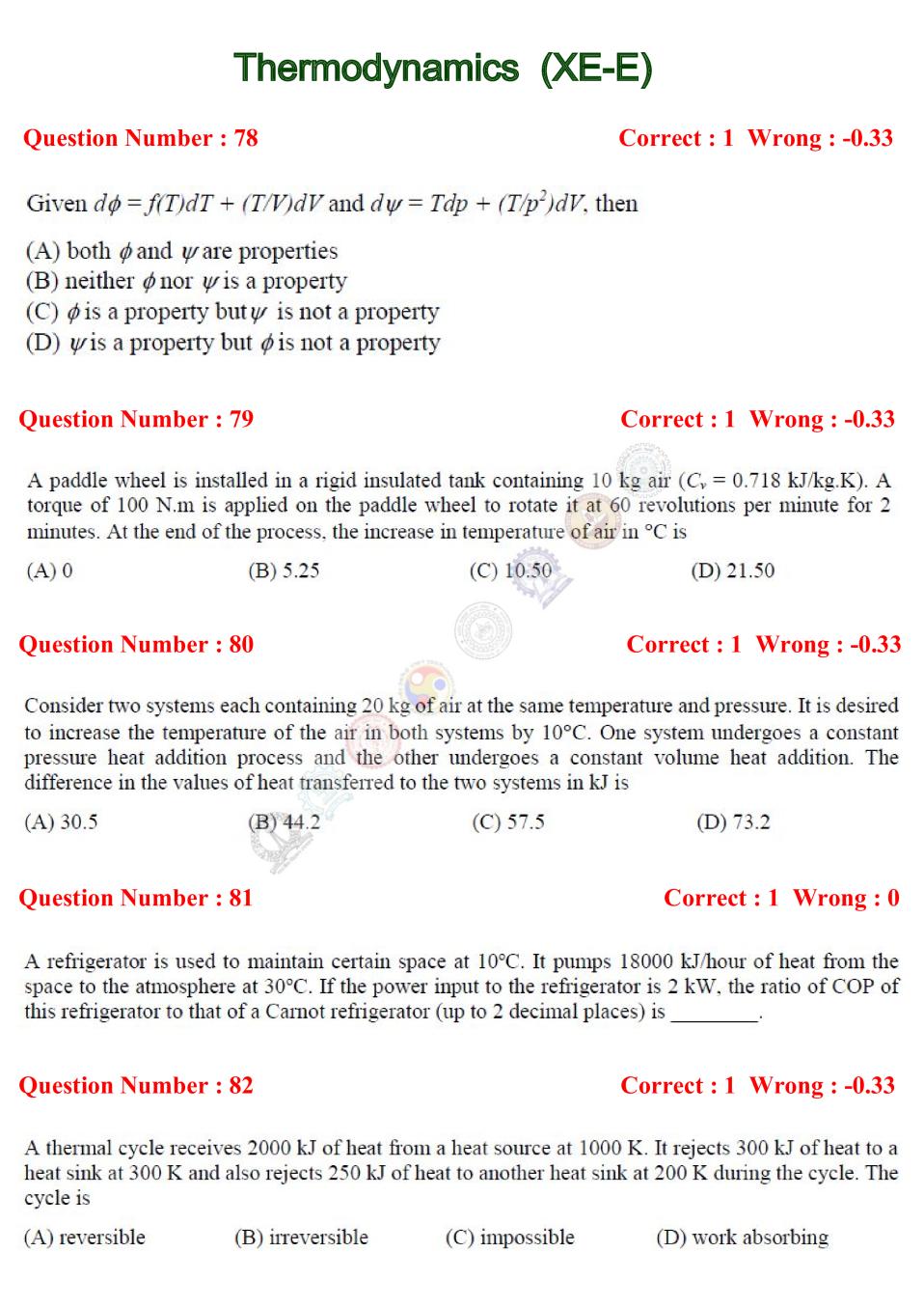 GATE 2016 Engineering Sciences (XE-E) Question Paper with Answer - Page 1