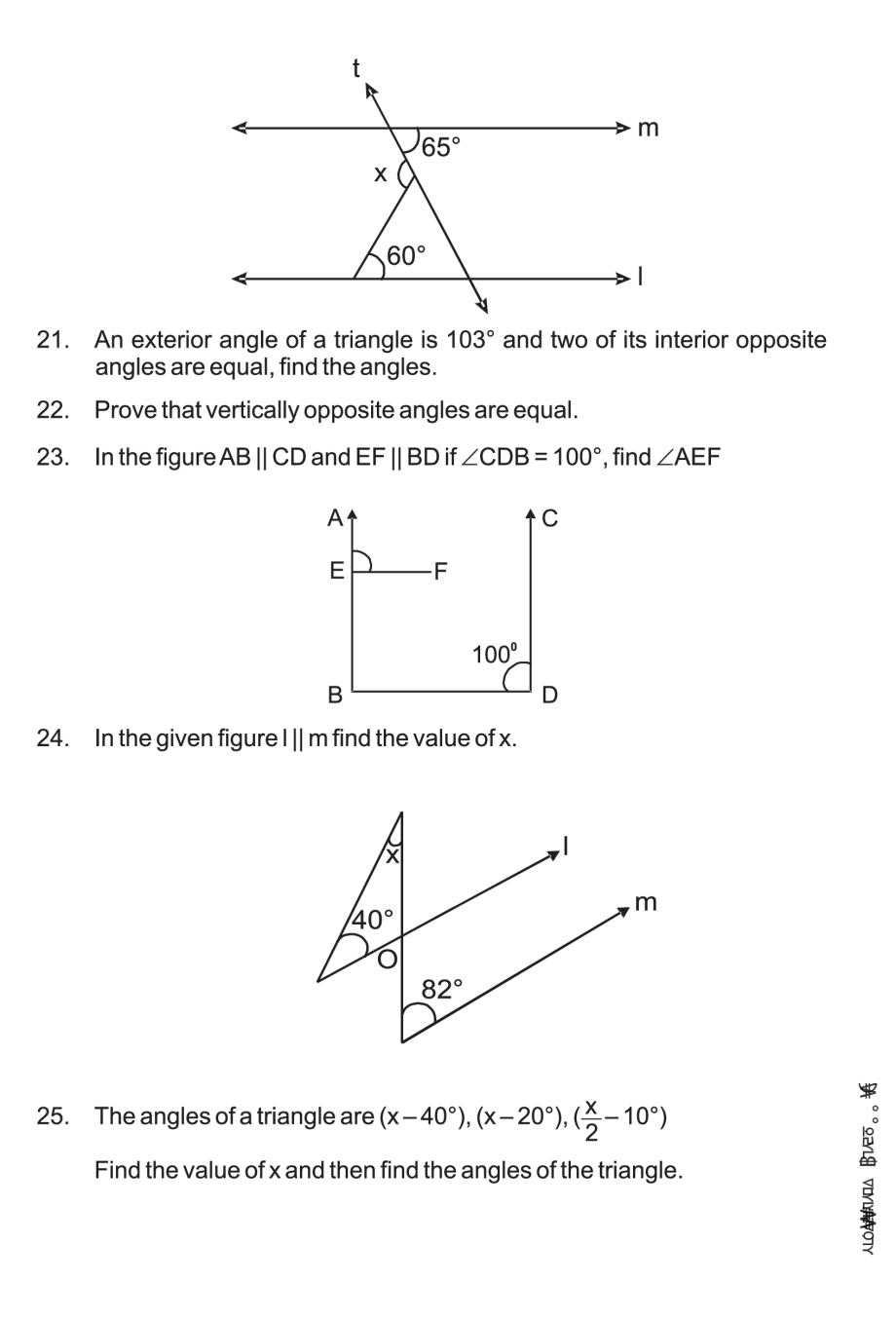 case study questions class 9 maths lines and angles pdf