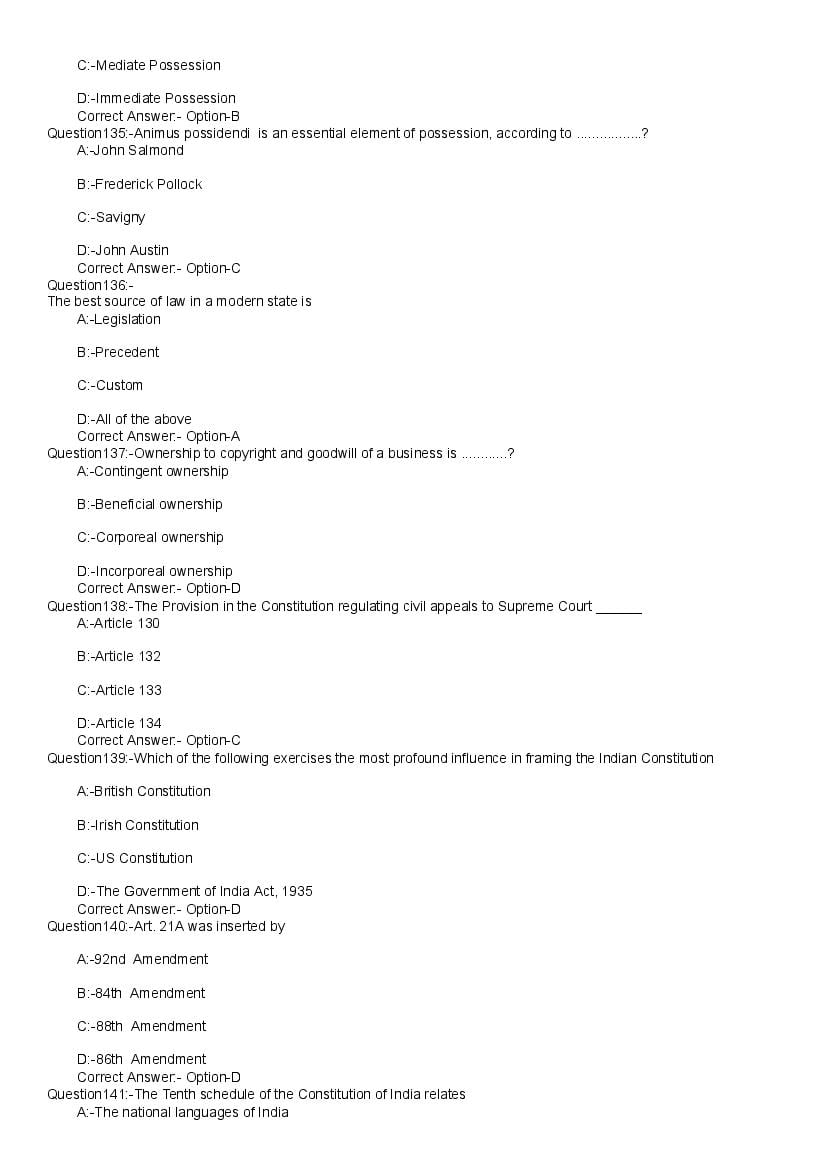 Kerala LLB 5 Year 2020 Question Paper PDF with Answers