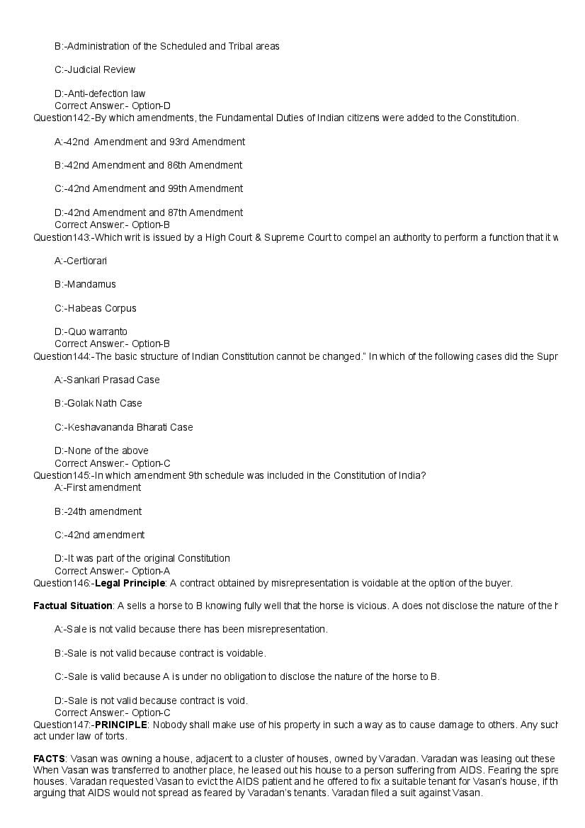 Kerala LLB 5 Year 2020 Question Paper PDF with Answers