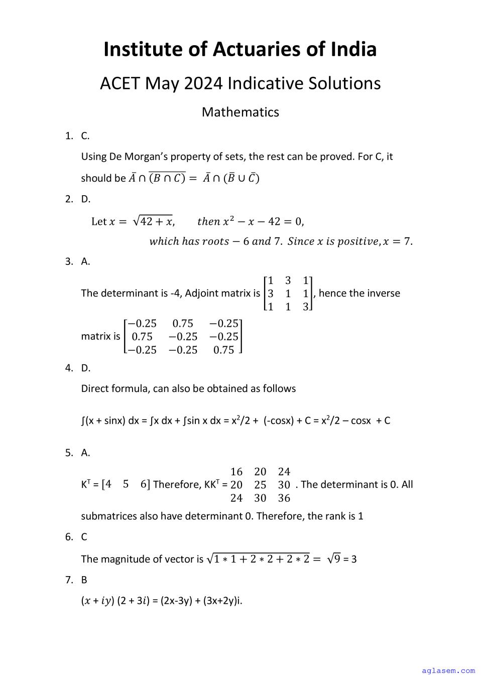 ACET May 2024 Solution - Page 1 of 9