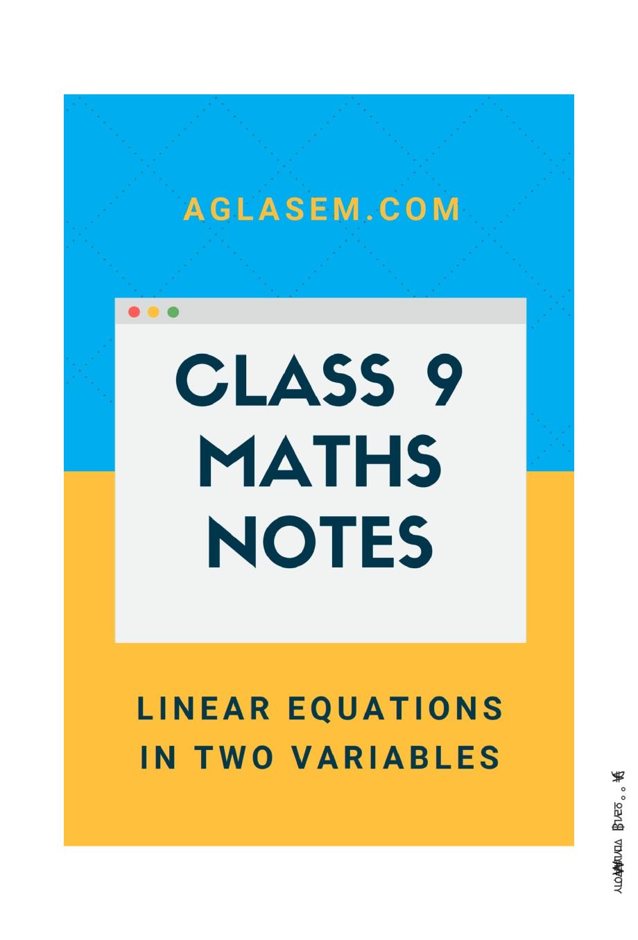 Class 9 Maths Notes for Linear Equations In Two Variables - Page 1