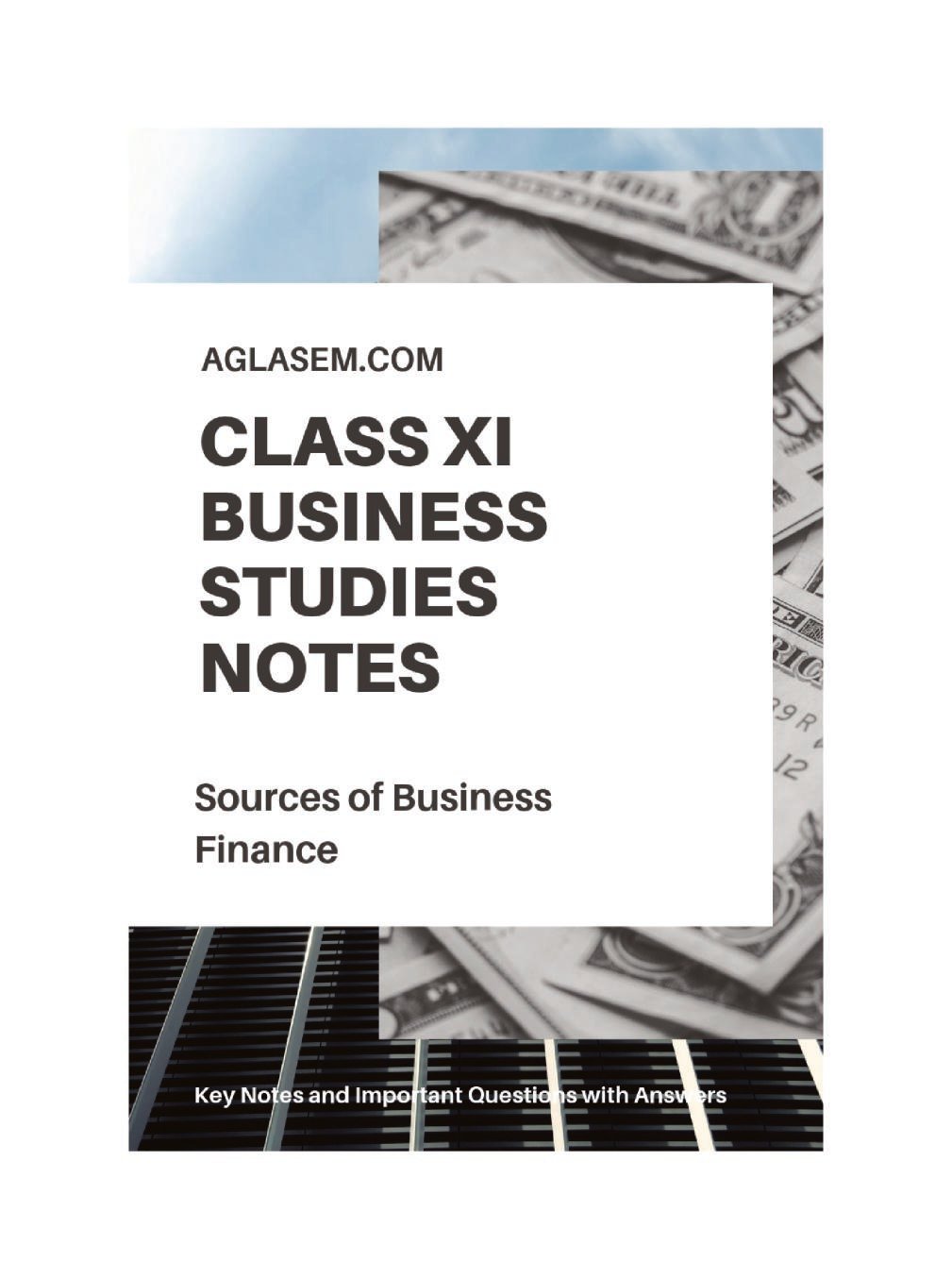 Class 11 Business Studies Notes for Sources of Business Finance - Page 1