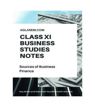 Class 11 Business Studies Notes for Sources of Business Finance ...