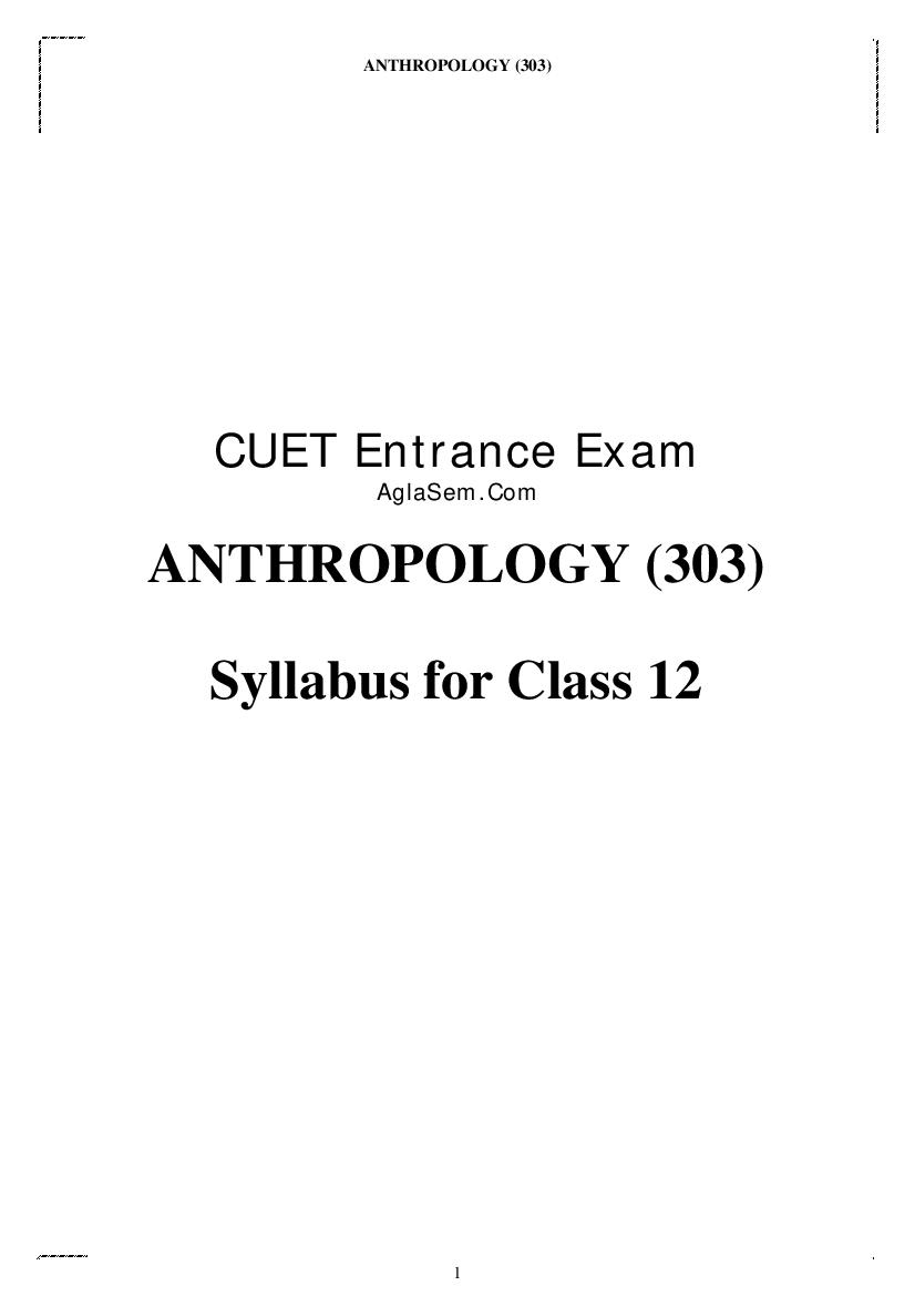 CUET 2022 Syllabus Anthropology - Page 1